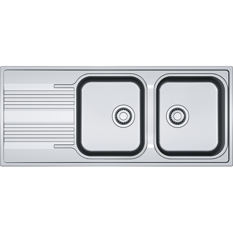Évier Inox SRX 621 SMART 2 cuves R70, avec égouttoir (réversible) - 1160x500mm