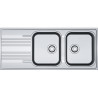 Évier Inox SRX 621 SMART 2 cuves R70, avec égouttoir (réversible) - 1160x500mm