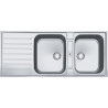 Évier Inox AGX 221 ARGOS 2 cuves R70, avec égouttoir (réversible) - 1160x510mm