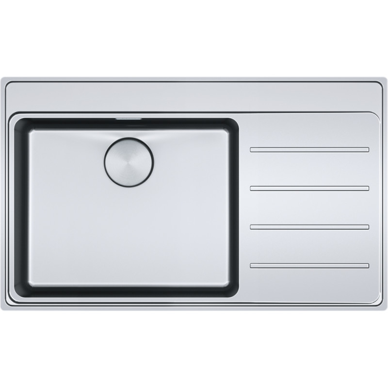 Évier Inox MYX 211-86 MYTHOS 1 grande cuve R25/10, avec égouttoir (à droite) - 860x520mm
