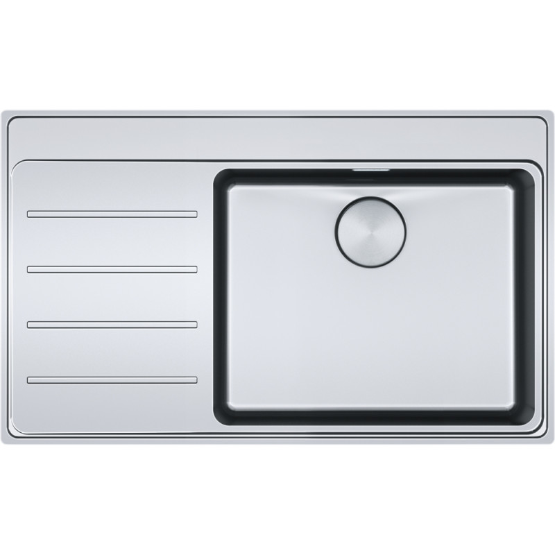 Évier Inox MYX 211-86 MYTHOS 1 grande cuve R25/10, avec égouttoir (à gauche) - 860x520mm
