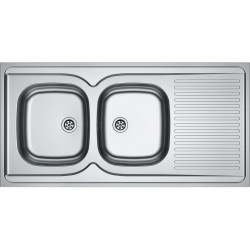 Évier Inox MAL 721-1200 MAN 2 cuves, avec égouttoir (réversible) - 1200x600mm
