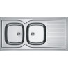 Évier Inox MAL 721-1200 MAN 2 cuves, avec égouttoir (réversible) - 1200x600mm