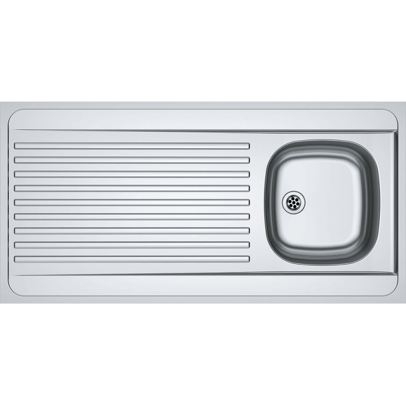 Évier Inox MAN 711-120 1 cuve, avec égouttoir (réversible) et adapté pour installation meuble lave-vaisselle - 1200x600mm