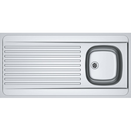 Évier Inox MAN 711-120 1 cuve, avec égouttoir (réversible) et adapté pour installation meuble lave-vaisselle - 1200x600mm