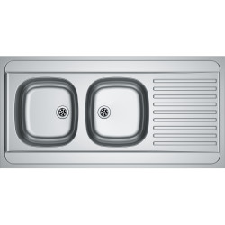 Évier Inox MAN 721-1200 2 cuves, avec égouttoir (réversible) - 1200x600mm