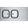 Évier Inox MAN 721-1200 2 cuves, avec égouttoir (réversible) - 1200x600mm