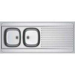 Évier Inox MAN 721-140 2 cuves, avec égouttoir (réversible) et adapté pour installation meuble lave-vaisselle - 1400x600mm