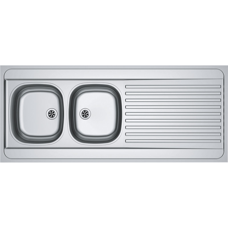 Évier Inox MAN 721-140 2 cuves, avec égouttoir (réversible) et adapté pour installation meuble lave-vaisselle - 1400x600mm