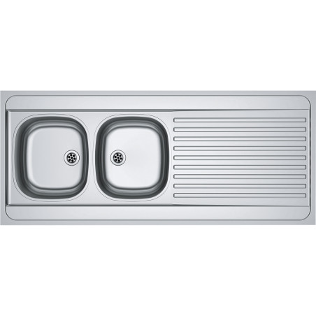 Évier Inox MAN 721-140 2 cuves, avec égouttoir (réversible) et adapté pour installation meuble lave-vaisselle - 1400x600mm