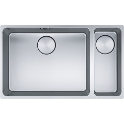 Cuve Inox MYX 160-50-16 MYTHOS 1 grande cuve 1/2 R25/10, sans égouttoir (petite cuve à droite) - 725x440mm - vidage automatique