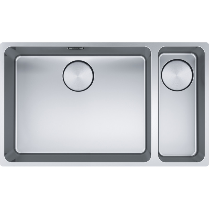 Cuve Inox MYX 160-50-16 MYTHOS 1 grande cuve 1/2 R25/10, sans égouttoir (petite cuve à droite) - 725x440mm - vidage automatique