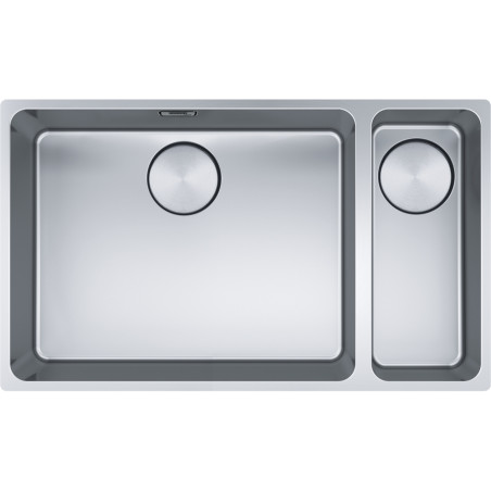 Cuve Inox MYX 160-50-16 MYTHOS 1 grande cuve 1/2 R25/10, sans égouttoir (petite cuve à droite) - 725x440mm - vidage automatique