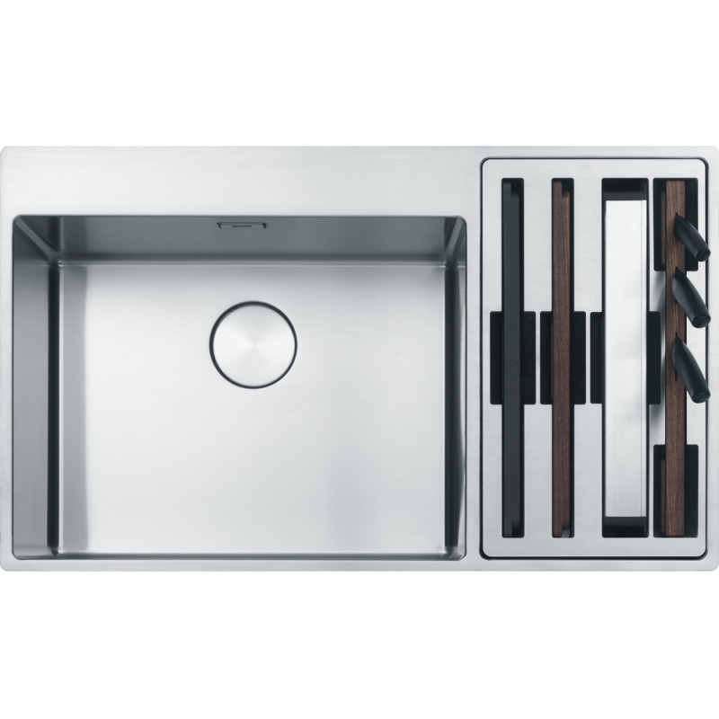 Cuve Inox BWX 220-54-27 BOX CENTER 2 cuves (R12), sans égouttoir (petite cuve à droite) - 860x510mm