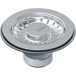 Bonde 90 mm manuelle , en inox , sans trop plein , sans tirette , panier amovible , pour évier inox