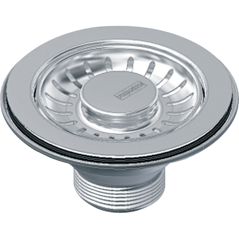 Bonde 90 mm manuelle , en inox , sans trop plein , sans tirette , panier amovible , pour évier inox
