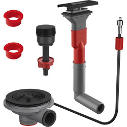 Vidage automatique , 1 cuve , noir mat , bouton rotatif , trop-plein noir mat intégré , pour éviers CNG 611