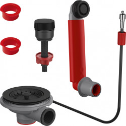Vidage automatique de couleur noir mat, à bouton rotatif noir mat,  pour 1 cuve UBG 610-78, trop-plein rond intégré noir mat, bo