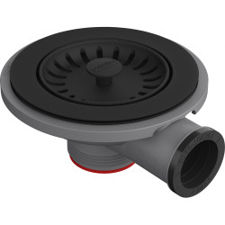 Vidage manuel, 1 cuve ronde, trop-plein rond intégré, noir mat, pour ROG 611-62