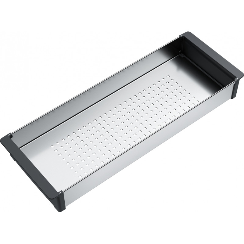 Panier égouttoir , 156X417X54mm, en acier inoxudable , avec poignées en PVC
