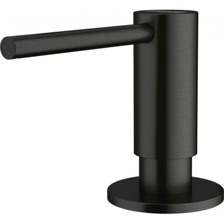 ATLAS , Distributeur de savon , Levier haut , Tout Inox , PVD INOX NOIR , Rotation bec 360° , Embase 50mm , Perçage 25/35mm , Ca