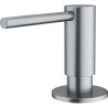 ATLAS , Distributeur de savon , Levier haut , Tout Inox , INOX , Rotation bec 360° , Embase 50mm , Perçage 25/35mm , Capacité 35