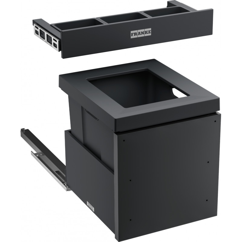 Sorter Mythos Water Hub, avec 2 tiroirs extractibles , 1 poubelle pour 1 ou 2 sacs poubelle (35L), 1 tiroir supérieur avec 3 pet