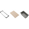 ALL-IN SET1 comprenant support téléscopique, planche à découper , 320X200x18mm,panier égouttoir PVC noir 297X173x95mm, emballé d