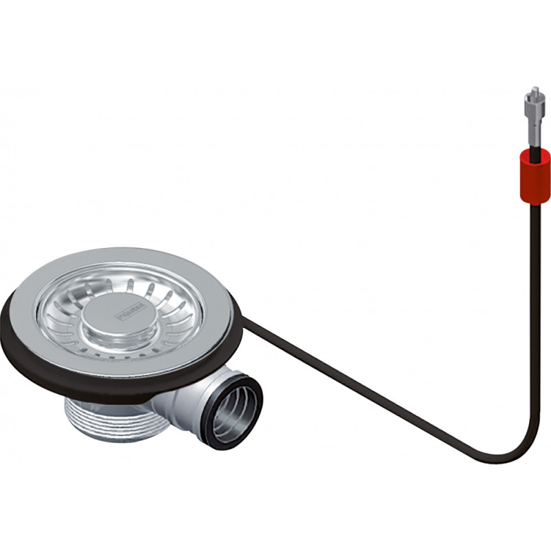 Soupape à poussoir 3 1/2" semi-intégré, avec raccord pour trop-plein,avec valve d'échappement intégrée, avec câble 500 (réf. 667