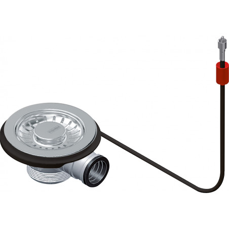 Soupape à poussoir 3 1/2" semi-intégré, avec raccord pour trop-plein,avec valve d'échappement intégrée, avec câble 500 (réf. 667