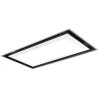 Hotte de plafond MYTHOS 900 mm inox/ panneau verre blanc LED, profondeur 23 cm, classe A, débit max 400 m3/h/int 720 m3/h, nivea