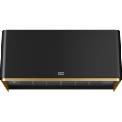 Hotte design MYTHOS MASTERPIECE MURALE 800 mm, noir/reflet d'or, classe A, débit max 600 m3/h/int 750 m3/h, niveau sonore mini 4