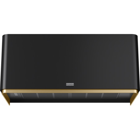 Hotte design MYTHOS MASTERPIECE MURALE 800 mm, noir/reflet d'or, classe A, débit max 600 m3/h/int 750 m3/h, niveau sonore mini 4