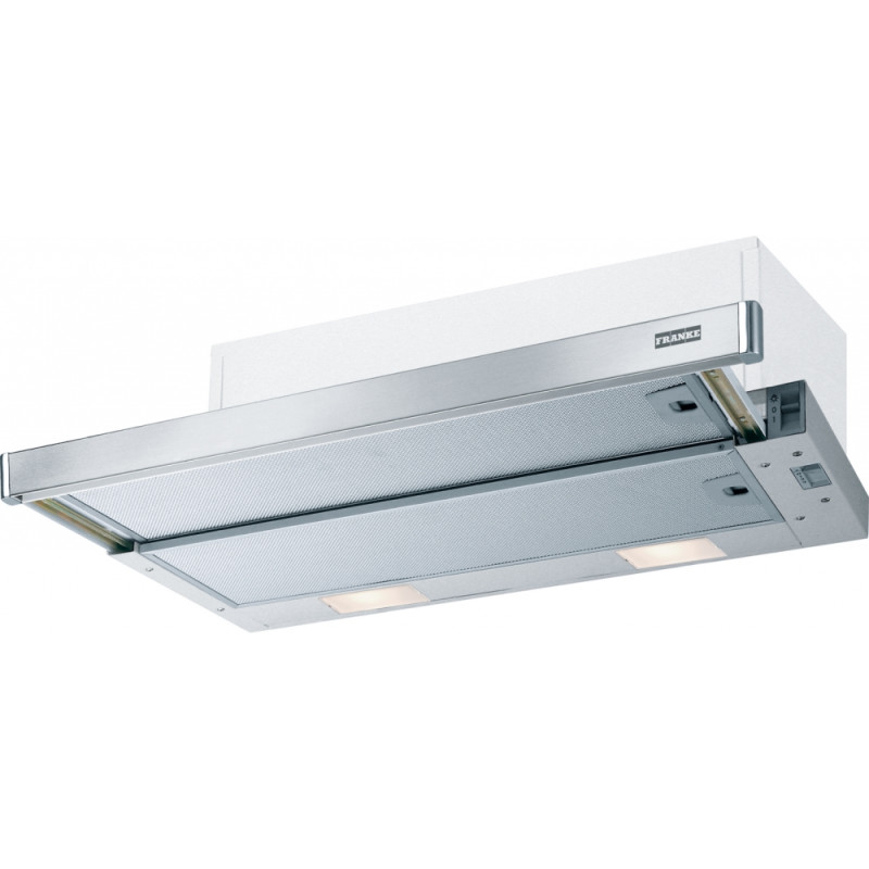 Hotte tiroir FTC - 600 mm inox, classe D, débit max 420 m3/h, niveau sonore mini 57 dB (A)/maxi 69 dB(A), commandes curseurs, 3 
