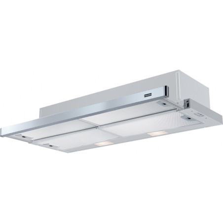 Hotte tiroir FTC - 900 mm inox, classe D, débit max 420m3/h, niveau sonore mini 57 dB (A)/maxi 69 dB(A), commandes curseurs, 3 v