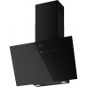 Hotte verticale inclinée AQ-SENSE 800 mm verre noir , classe A+ , débit max 620 m3/h/int 770 m3/h, niveau sonore mini 48 dB (A)/