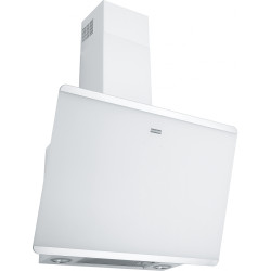 Hotte verticale inclinée EVO PLUS 600 mm verre blanc/inox, classe A+, débit max 470 m3/h/int 800 m3/h, niveau sonore mini 48 dB 