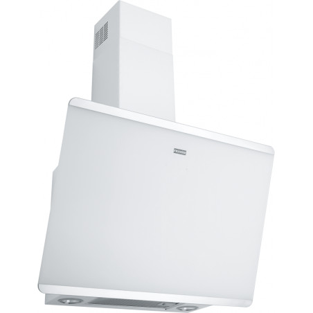 Hotte verticale inclinée EVO PLUS 600 mm verre blanc/inox, classe A+, débit max 470 m3/h/int 800 m3/h, niveau sonore mini 48 dB 