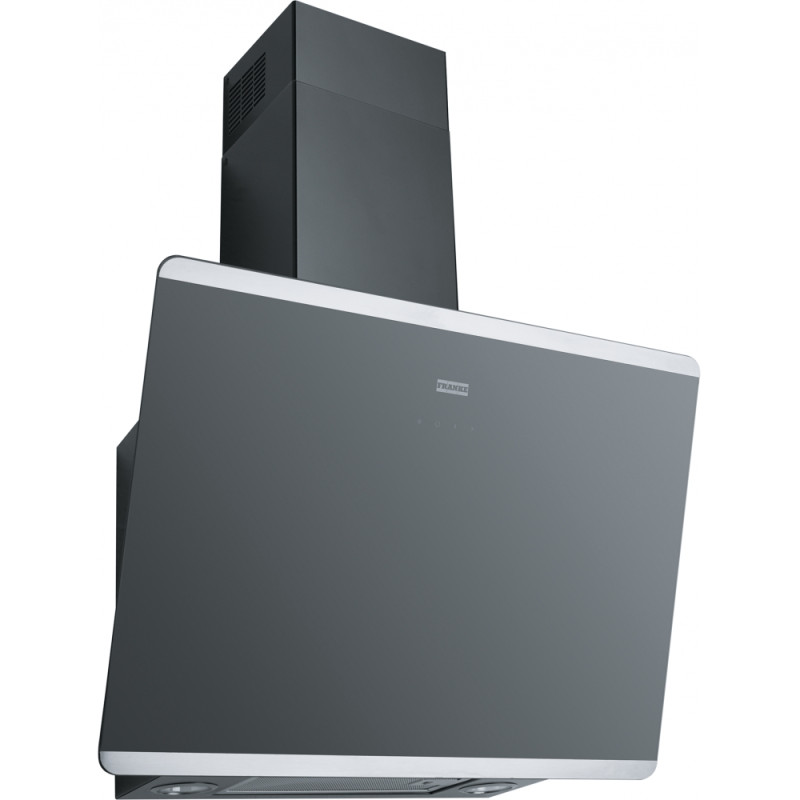 Hotte verticale inclinée EVO PLUS 600 mm verre noir/inox, classe A+, débit max 470 m3/h/int 800 m3/h, niveau sonore mini 48 dB (