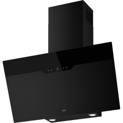 Hotte verticale inclinée MARIS DRIP-FREE 900 mm verre noir, touche anti-condensation, classe A, débit max 600 m3/h/int 740 m3/h,