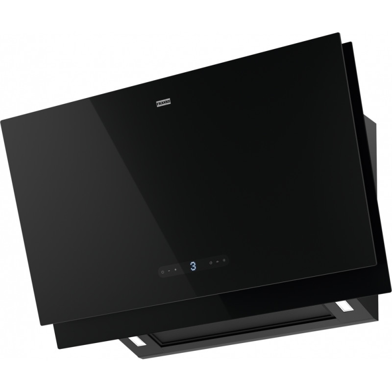 Hotte verticale inclinée MARIS PRO 900 mm verre noir, classe A+, débit max 450 m3/h/int 790 m3/h, niveau sonore mini 46 dB (A)/m