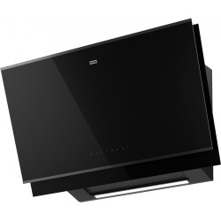 Hotte verticale inclinée MYTHOS PRO 900 mm verre noir fumé + finition inox, classe A++ , débit max 450 m3/h/int 880 m3 (réf. 233