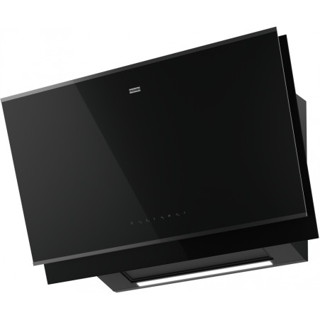 Hotte verticale inclinée MYTHOS PRO 900 mm verre noir fumé + finition noir mat, connectivité avec tables induction K Link, class