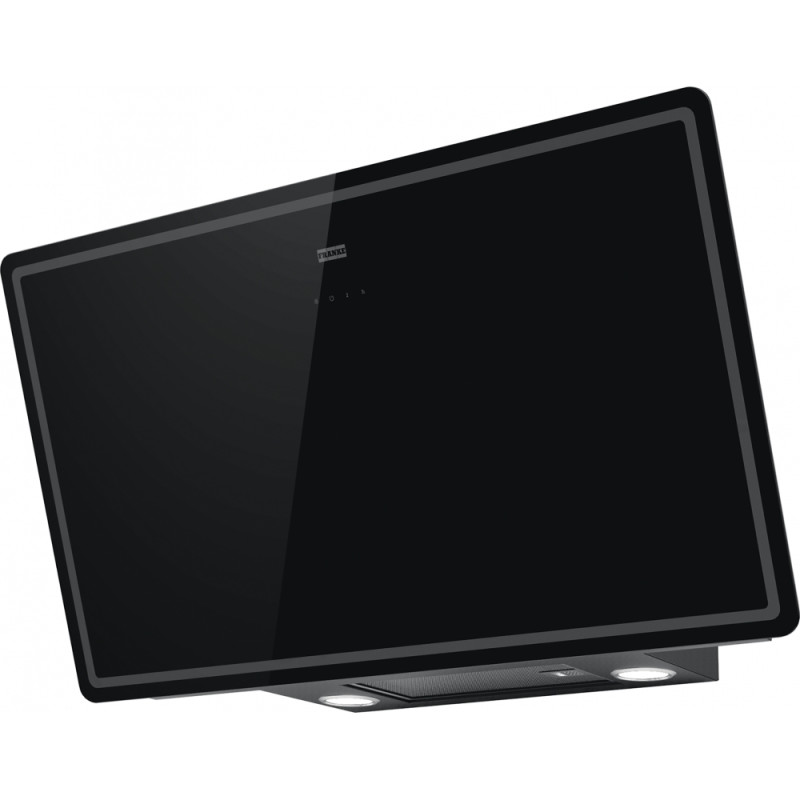 Hotte verticale inclinée SMART 2.0 900 mm verre noir, classe C, débit max 600 m3/h, niveau sonore mini 45 dB (A)/maxi 63 dB(A), 