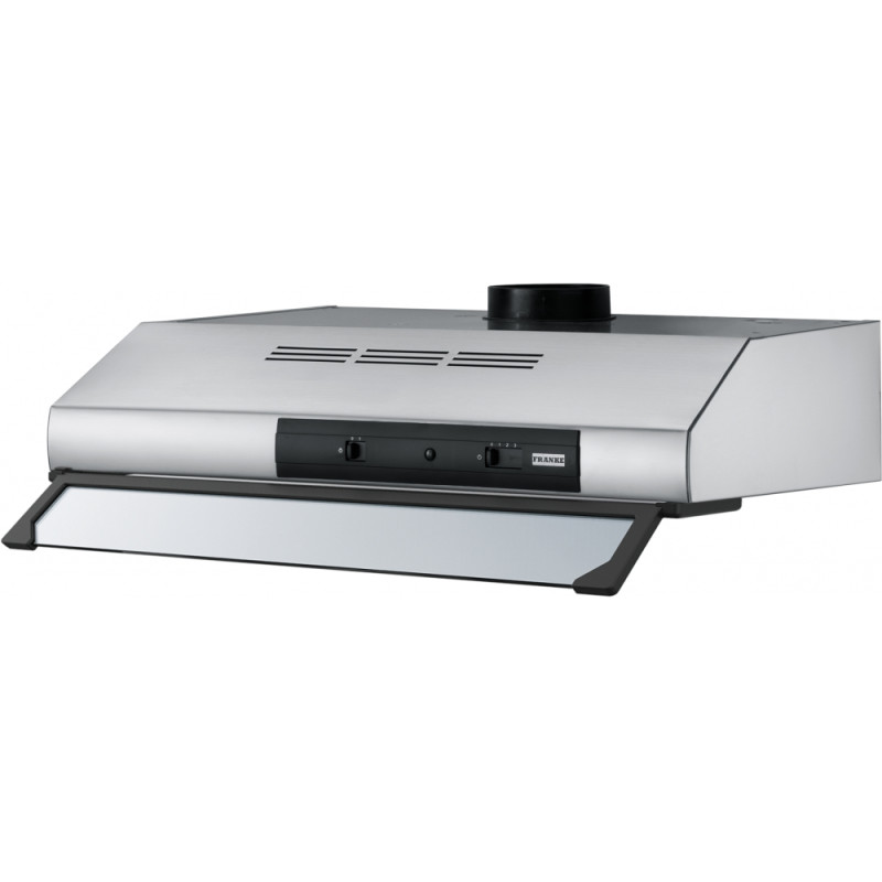 Hotte visière FTT 632 - 600 mm inox, classe D, débit max 305 m3/h, niveau sonore mini 58 dB (A)/maxi 72 dB(A), commandes curseur