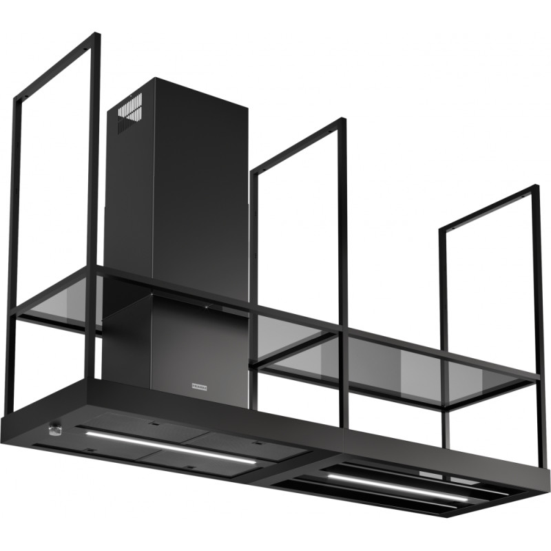 HotteT-SHELF ILOT 1800 mm noir mat, classe A, débit max 600 m3/h/int 750 m3/h, niveau sonore mini 50 dB (A)/maxi 66 dB(A)/ int 7
