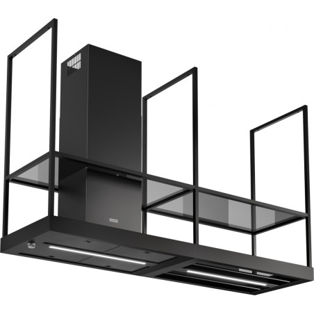 HotteT-SHELF ILOT 1800 mm noir mat, classe A, débit max 600 m3/h/int 750 m3/h, niveau sonore mini 50 dB (A)/maxi 66 dB(A)/ int 7