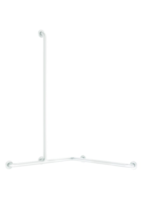 Barre de douche d'angle avec remontée verticale Nylon blanc antibactérien - Ø32