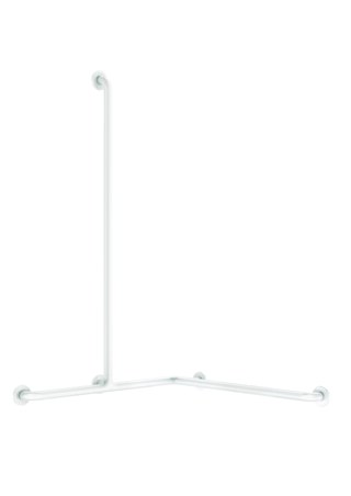 Barre de douche d'angle avec remontée verticale Nylon blanc antibactérien - Ø32