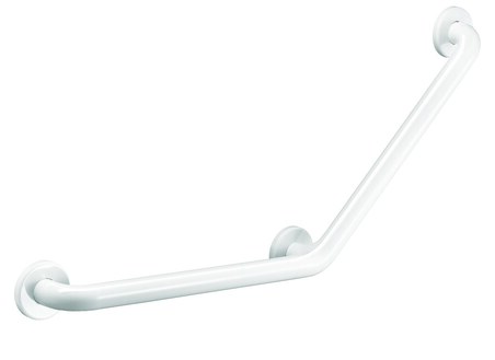 Barre de maintien coudée 135° Inox blanc, 400 x 400 mm - Ø32